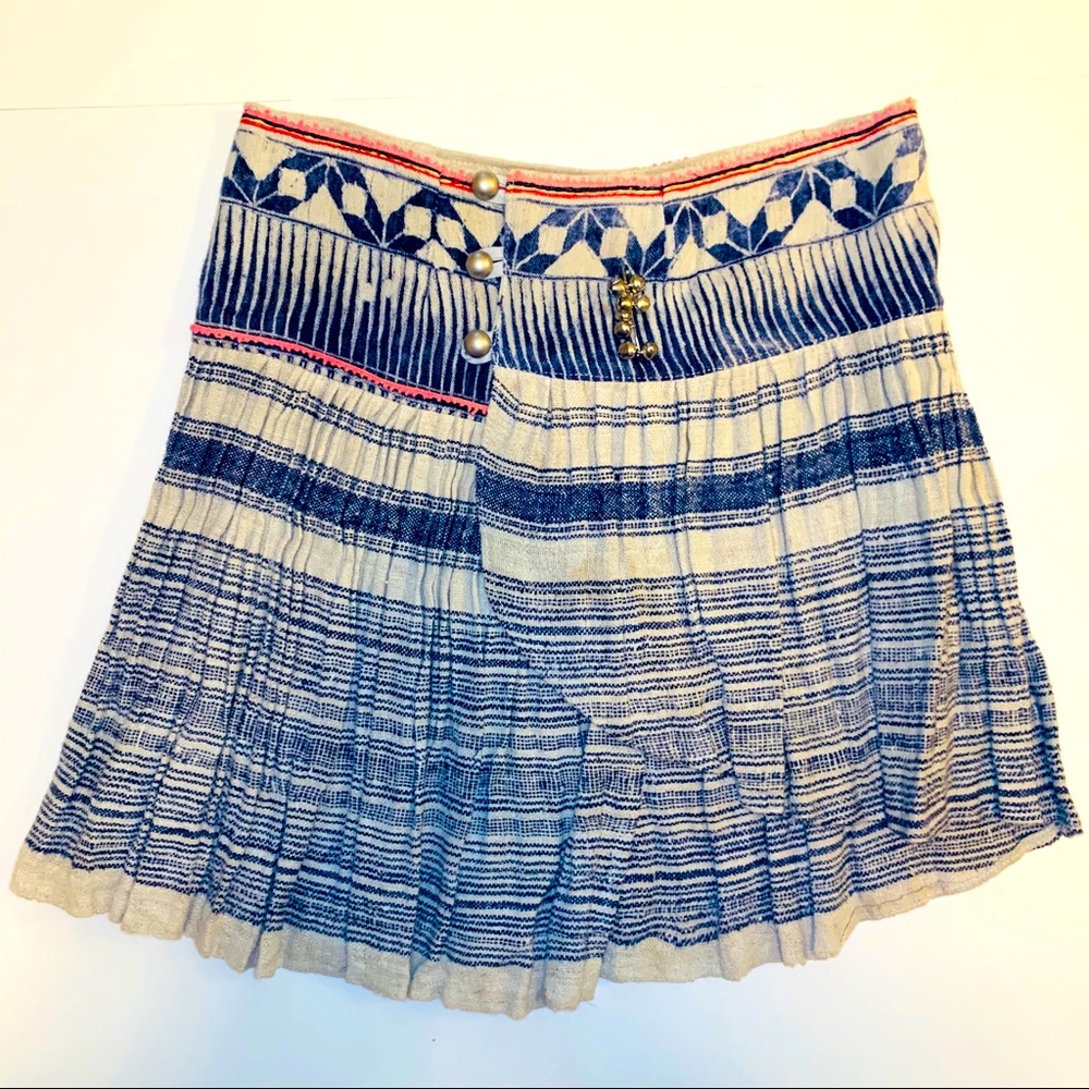 Set of 2 Hand Embroidered & Dyed Skirt Crop Top S